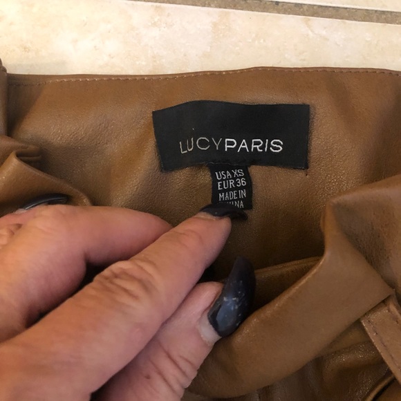 Lucy Paris size 24 coffee leather paper bag pants - Picture 3 of 3